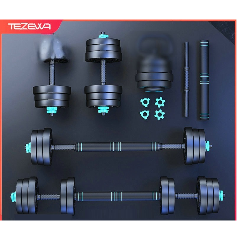 Jual TEZEWA Adjustable Dumbell KettleBell Barbell Home Gym SET 30Kg ...
