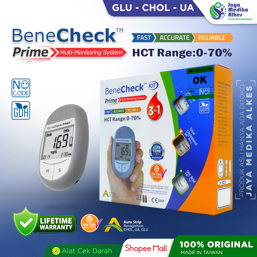 Jual Alat Cek Gula Darah / Cholesterol / Asam Urat - Benecheck Prime ...