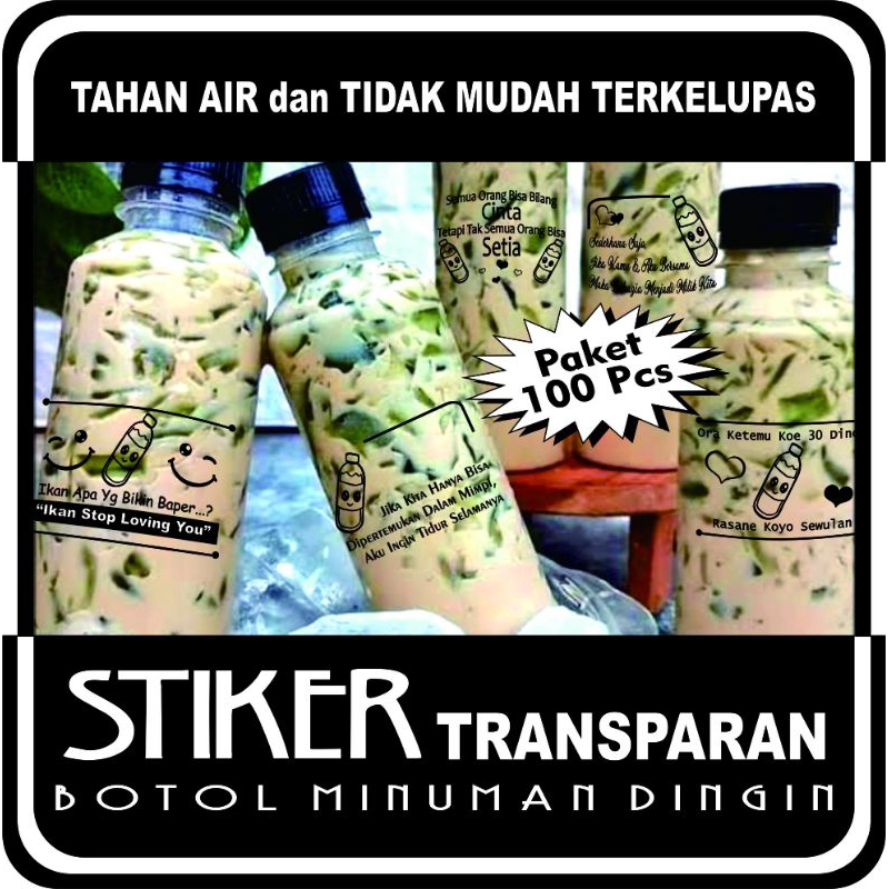 Jual Stiker Kata Kata Lucu 12 Karakter Minuman Kemasan Botol 120 Pcs Shopee Indonesia