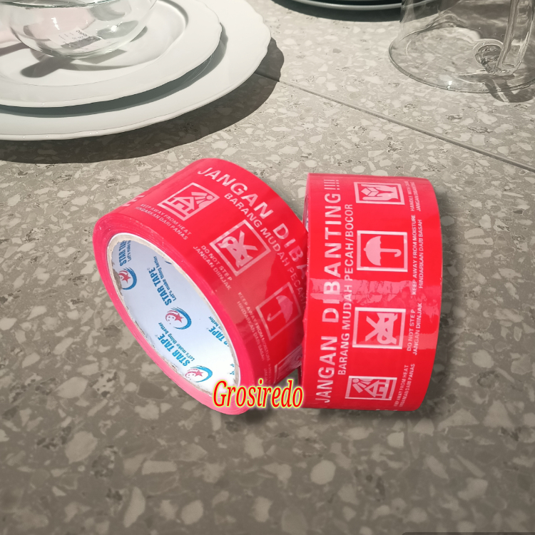 Jual Lakban Fragile Merah Startape 48mm x 72Yard Solatip Jangan ...