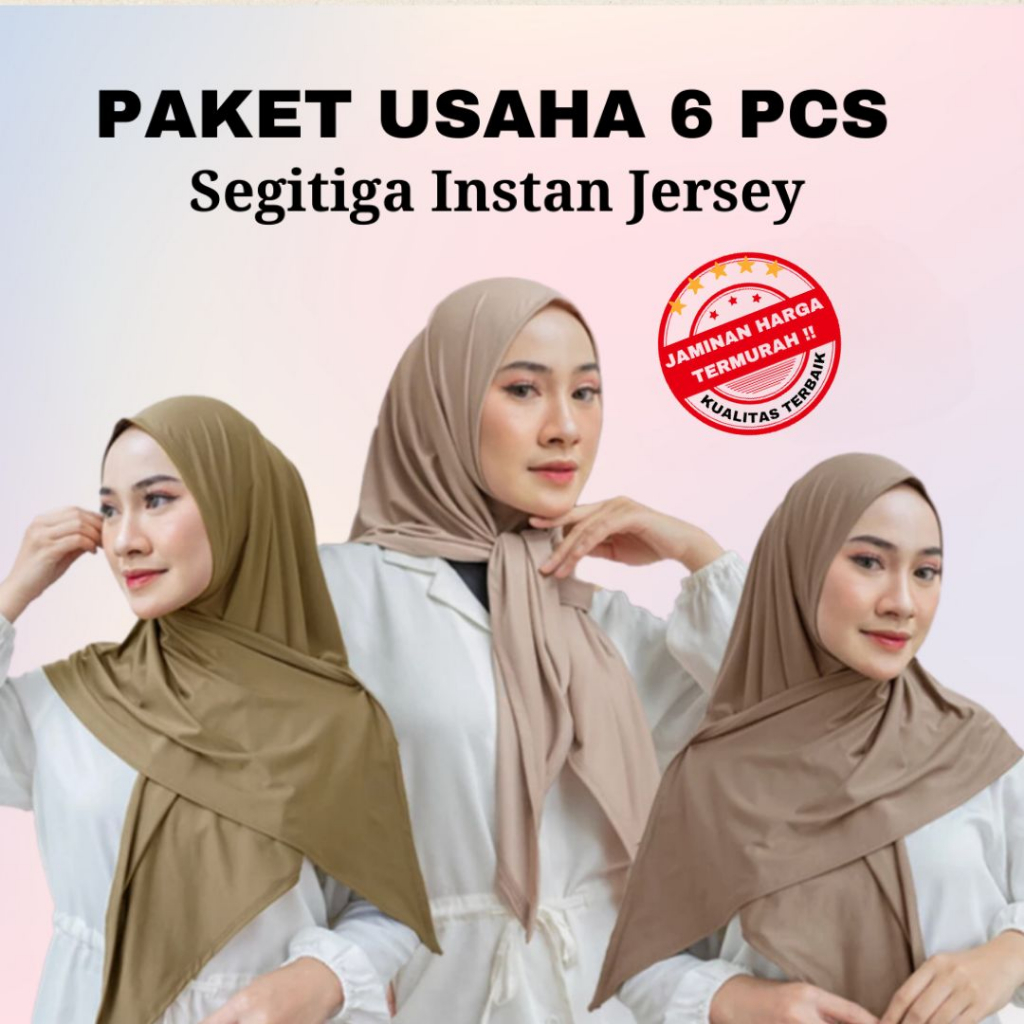 Jual Paket Usaha Isi Pcs Segitiga Instan Jersey Hijab Oval Simpel Kerudung Segiempat Scarf