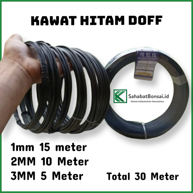 Jual Kawat Bonsai Hitam Doff Label Biru Meter Mm Meter Mm