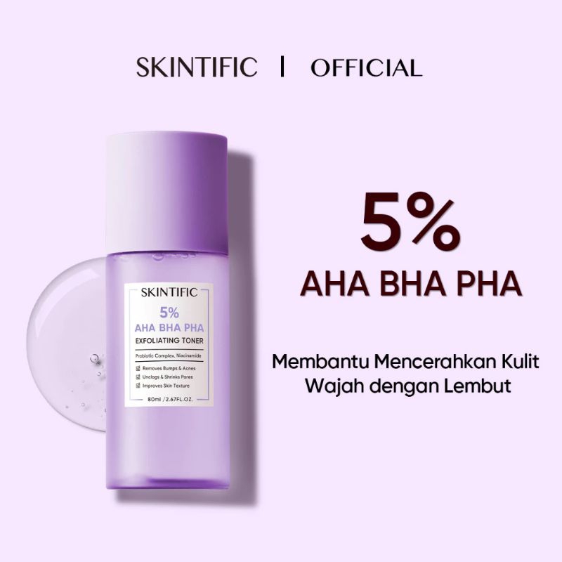 Jual skintific 5 % AHA BHA PHA Exfoliating toner / soothing toner 100% ...