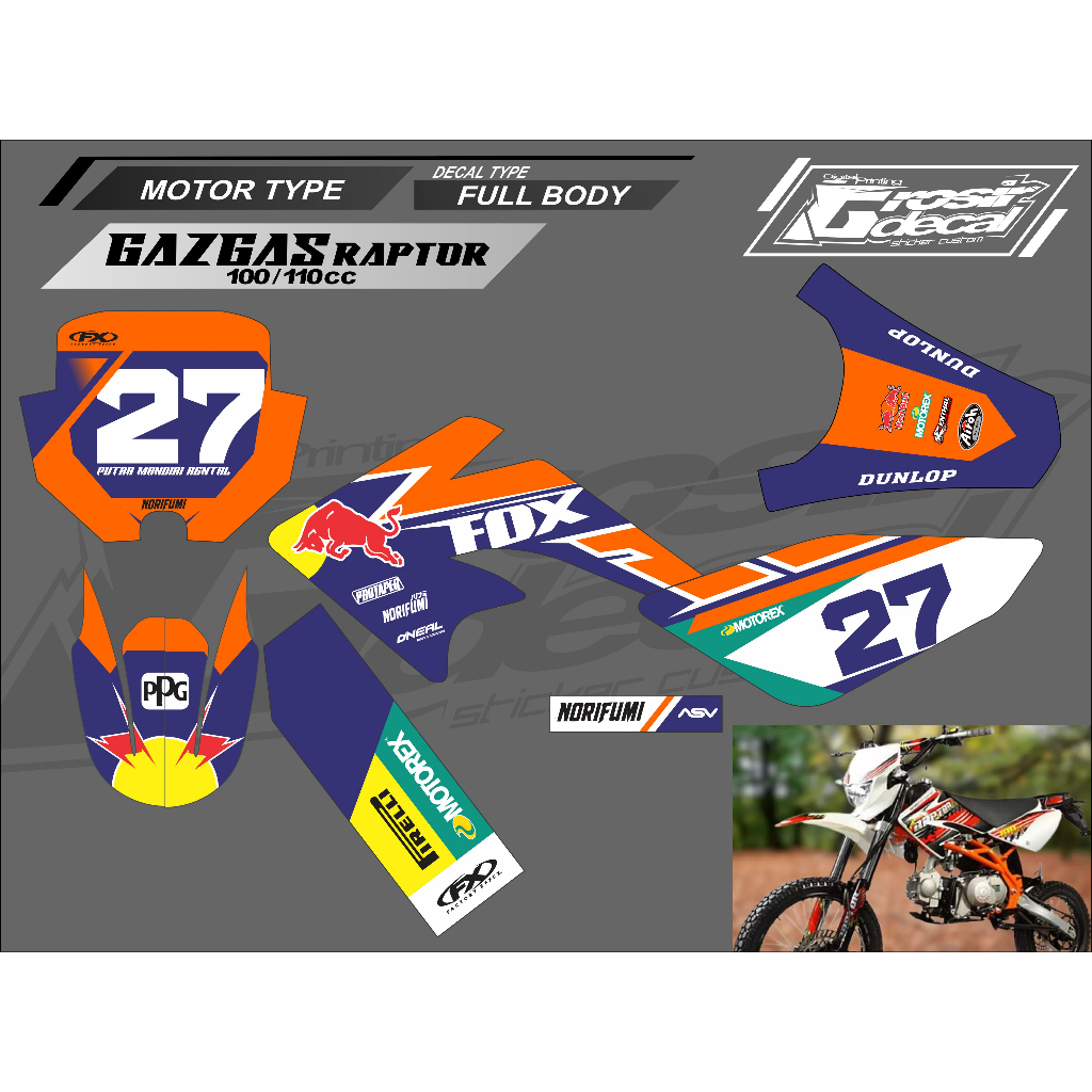 Jual Decal Sticker Gazgas Raptor 100cc / 110cc /125cc Full Body Free ...
