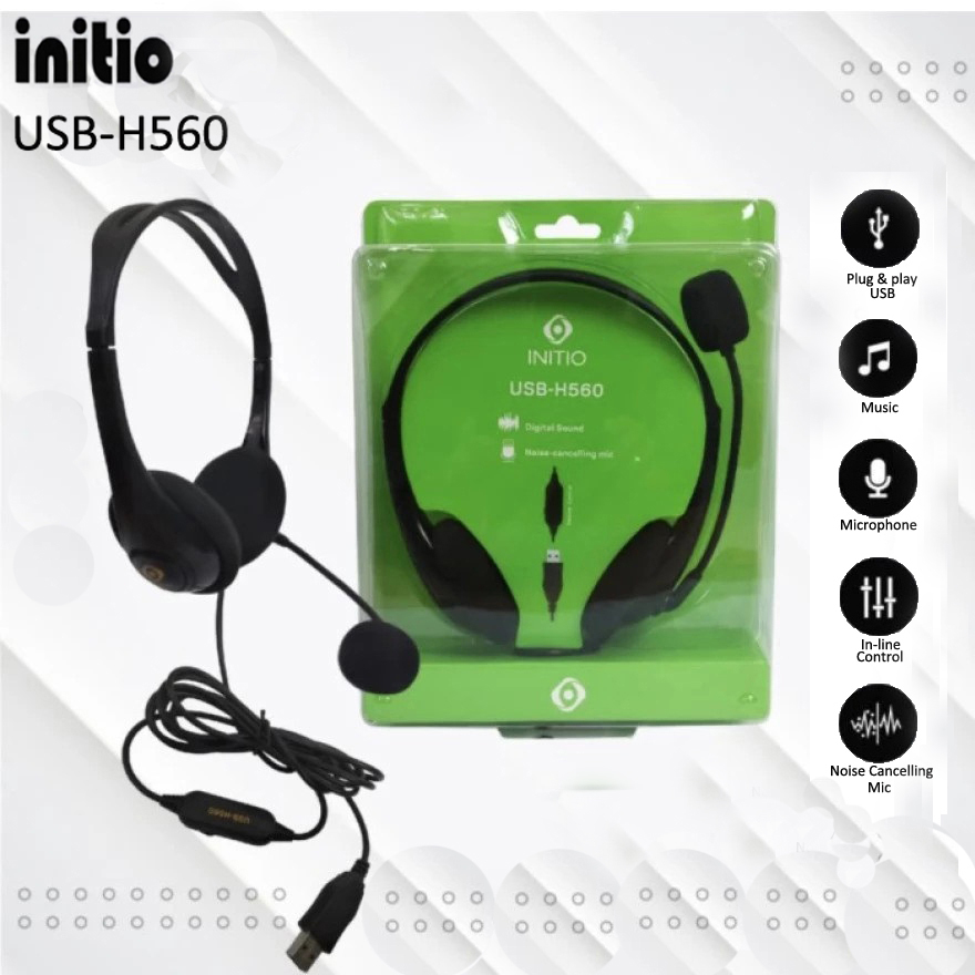 Jual Initio USB Headset H560 Digital Sound and Noise Cancelling Mic ...