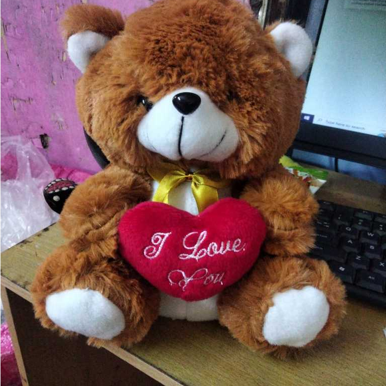 Jual Boneka Teddy Bear Love Ukuran 25cm Bahan Raspur Lembut Boneka Lucu ...