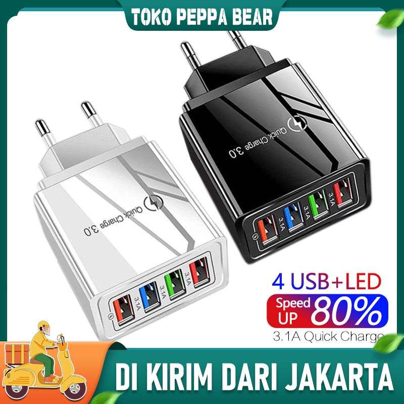 Jual Adapter 4 Port Charger 5V 3.1A USB Quick Charging Fast Charging