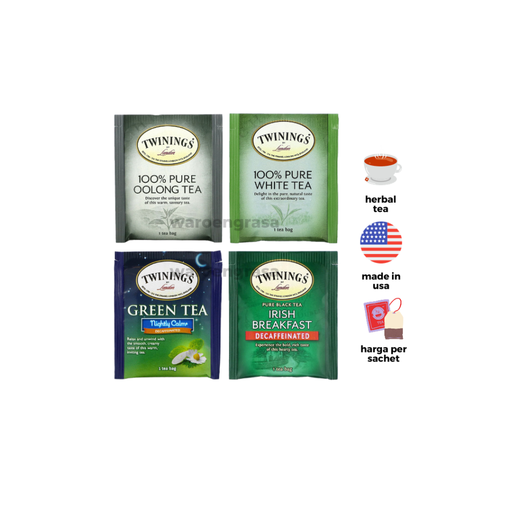 Jual Twinings USA Tea Sachet White Tea / Oolong Tea / Decaf Tea