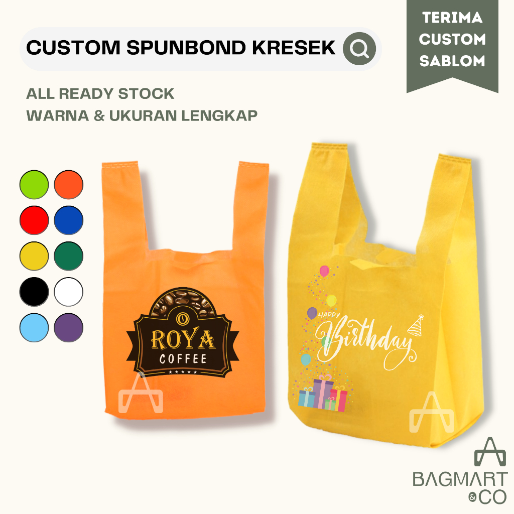 Jual Custom Sablon Tas Kain Spunbond Model Kantong Kresek Untuk Box Makanan Dan Sembako Alat 1472