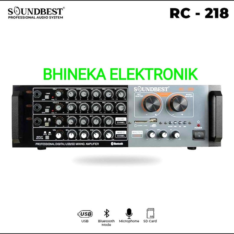 Jual amplifier mixer soundbest RC 218 rc218 amplifier karaoke Bluetooth ...