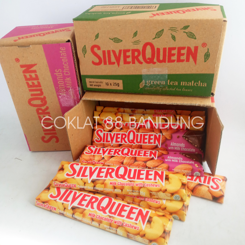Jual SilverQueen 22gr 1 Box 10 Pcs Coklat Mix 5 Rasa Almond Mede Matcha ...