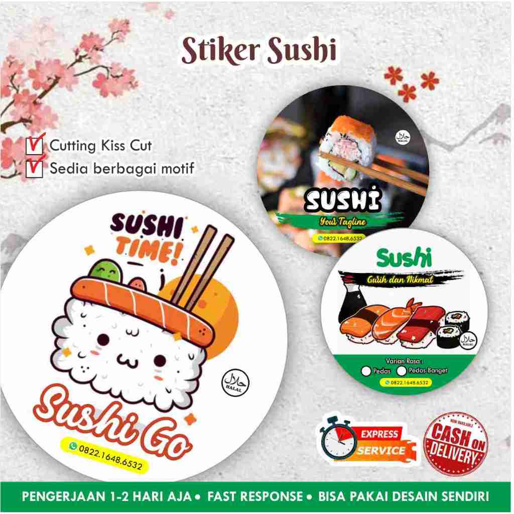 Jual [170 pcs] Stiker Sushi Cromo bulat / Label kemasan makanan ...