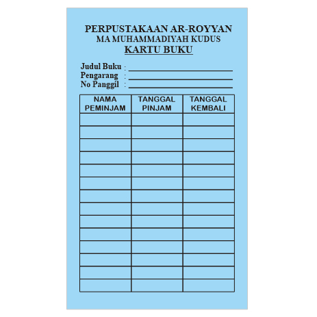 Jual Kartu Perpustakaan - Kartu Peminjaman Buku Cetak Bolak-balik ...