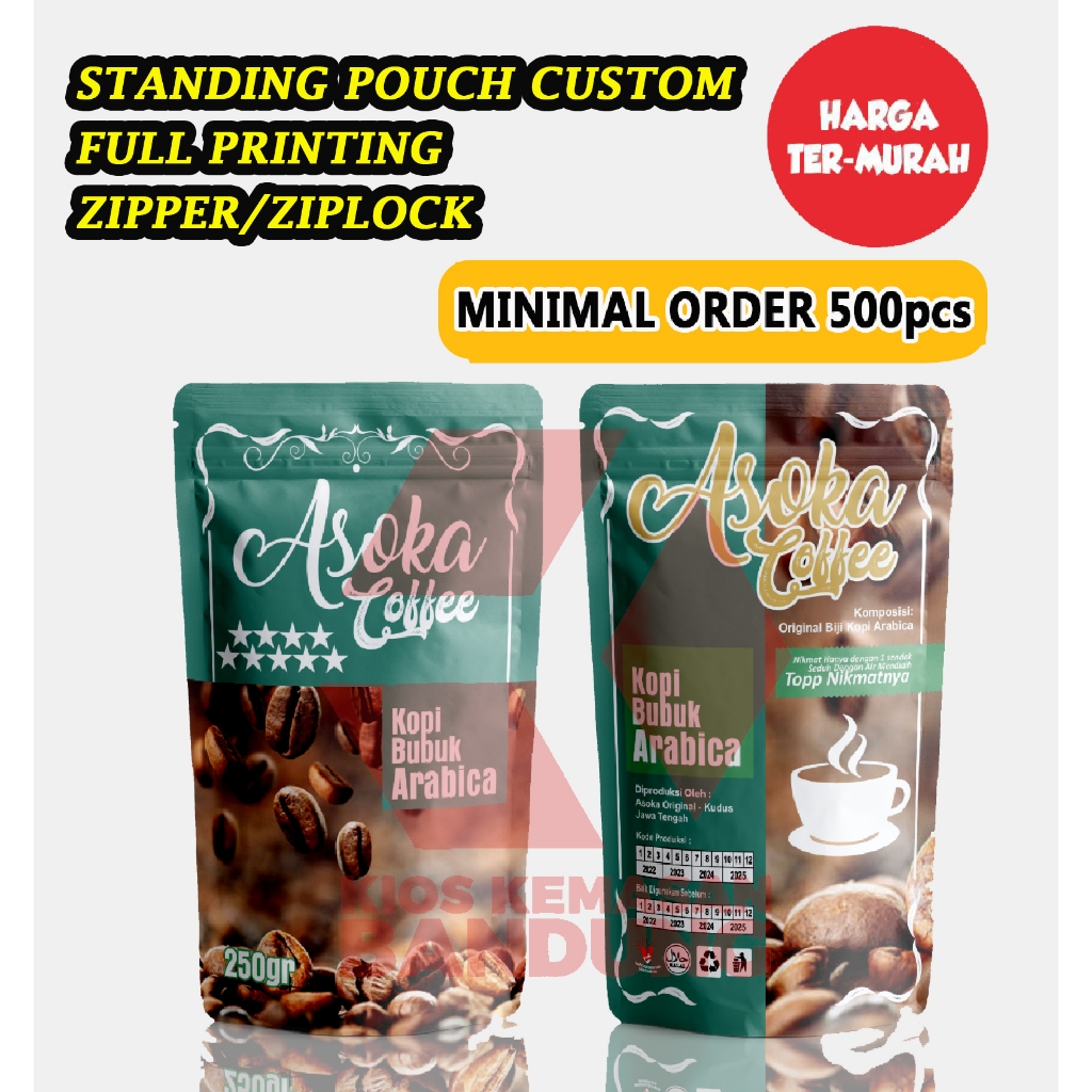 Jual Cetak Kemasan Standing Pouch Custom Zipperziplock Full Printing Minimal Order 500 Pcs Free 2303