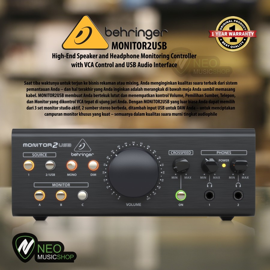 Jual Behringer MONITOR2USB Speaker and Headphone Monitoring Controller