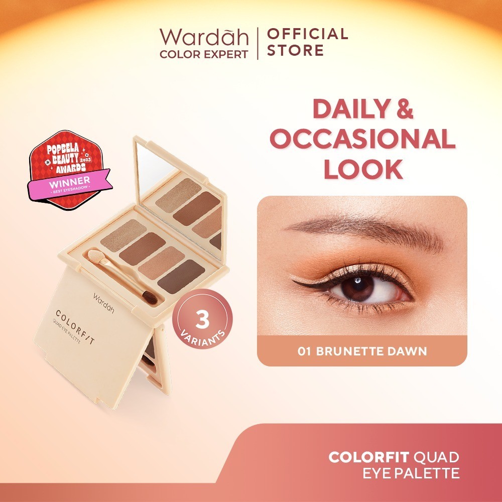 WARDAH Colorfit Quad Eye Palette - Eyeshadow 4 in 1 Pigmented, Blendable, Mudah Digunakan - Makeup
