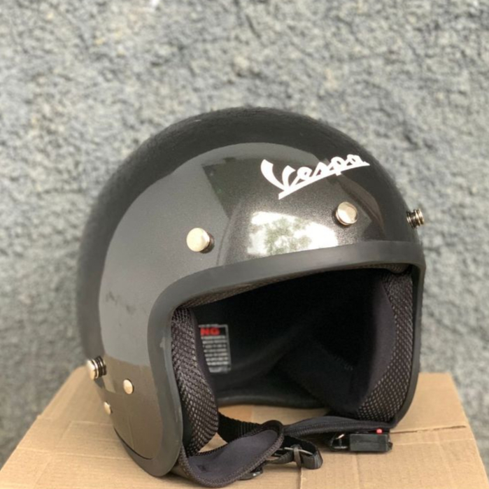 Jual Helm Vespa Ash Glossy ( ABU ) | Shopee Indonesia