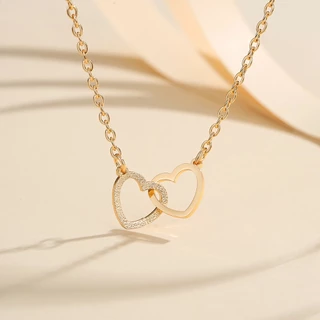 Lanme Jewelry Kalung Wanita Hati Buram Titanium Anti Karat Emas Korean Style Cewek Kalung Cinta Anti Luntur Aksesoris Fashion Perhiasan LM059