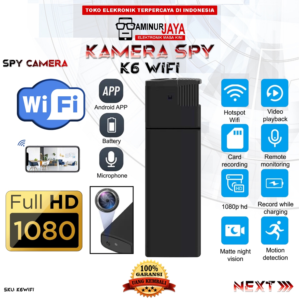 Jual Spy IP Camera Korek Elektrik K6 Wifi Hidden Spycam Kamera ...