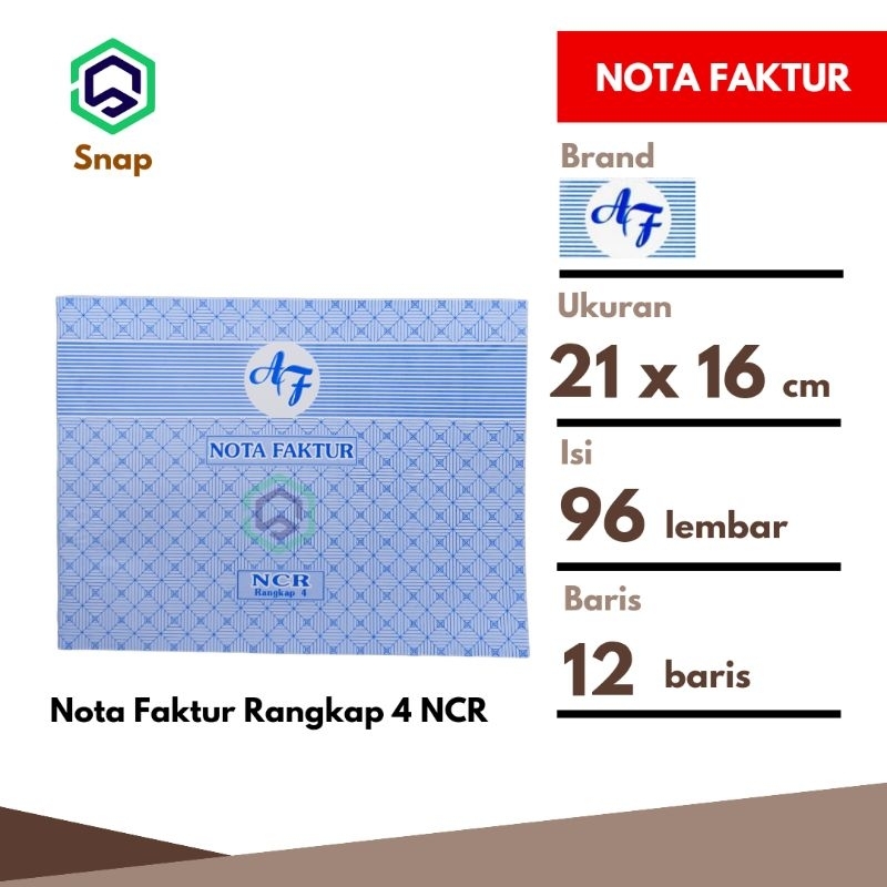 Jual Buku Nota Faktur Rangkap 4 Besar 1/2 Folio 4 Ply isi 96 Lembar Per ...