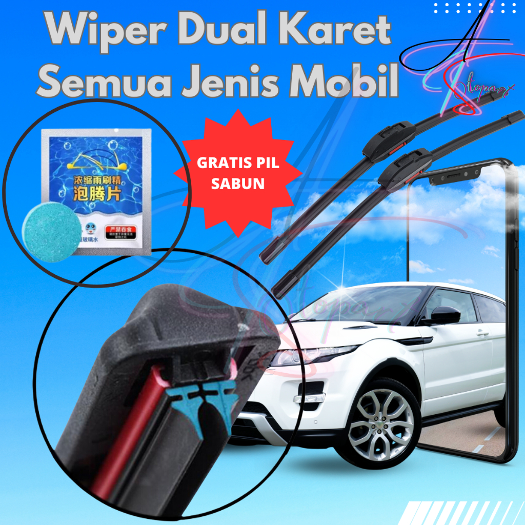 Jual Wiper Dual Blade 2 Lapis Karet Wiper Frameless Universal Semua