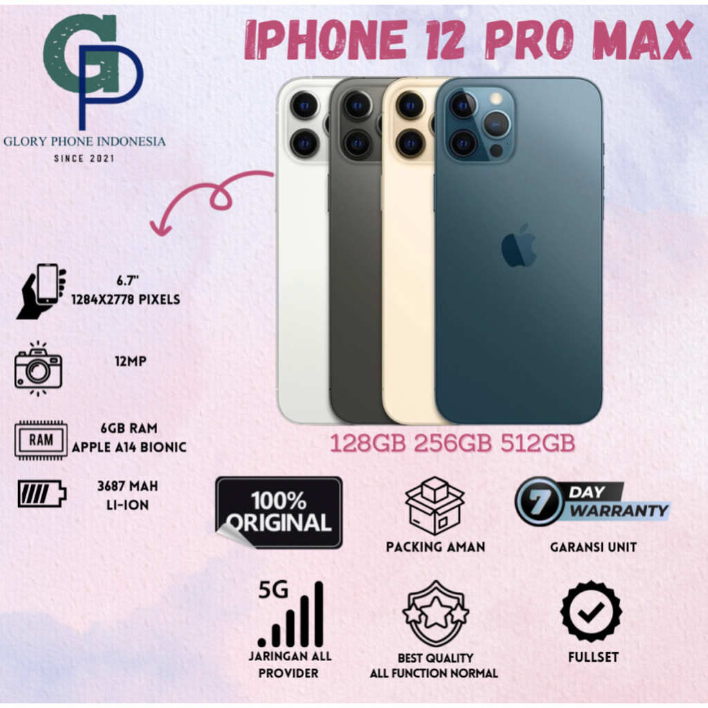 Jual Iphone 12 Pro Max 128GB 256GB 512GB Second Bekas Original Fullset ...