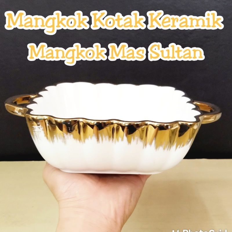Jual Mangkok Kotak Keramik / Mangkok Mas Sultan 23.5cm / Bowl Square ...