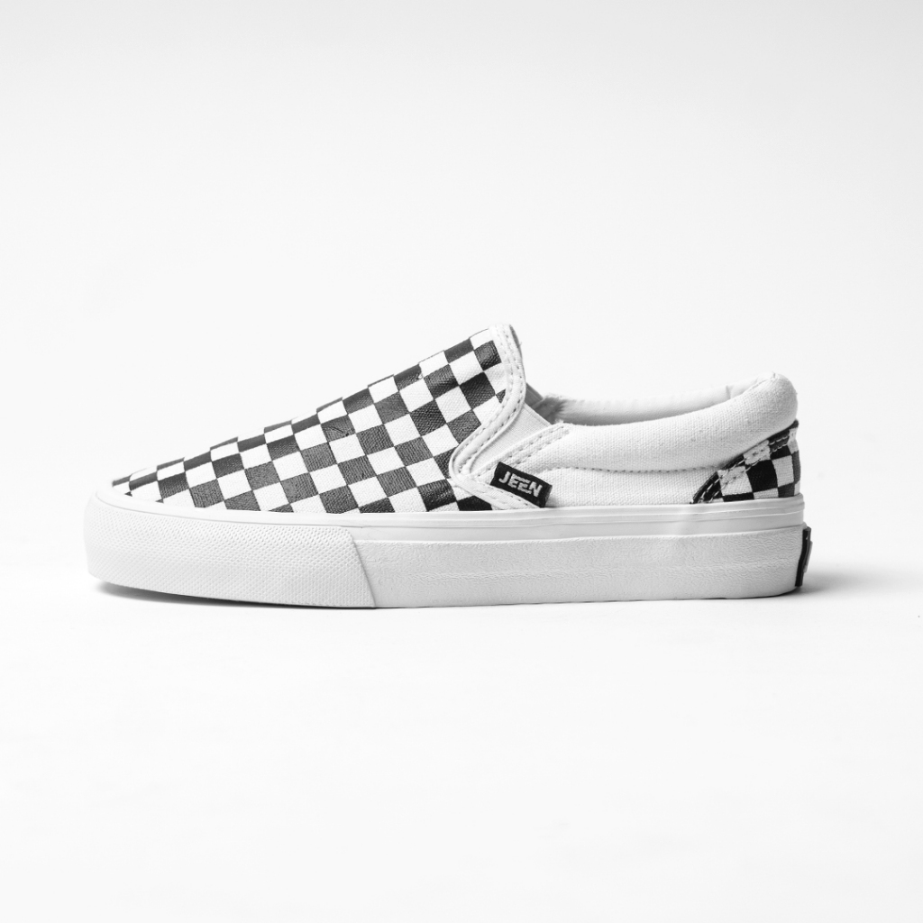 Jual JEEN Slip On Classic Checkerboard White / All Black Shopee