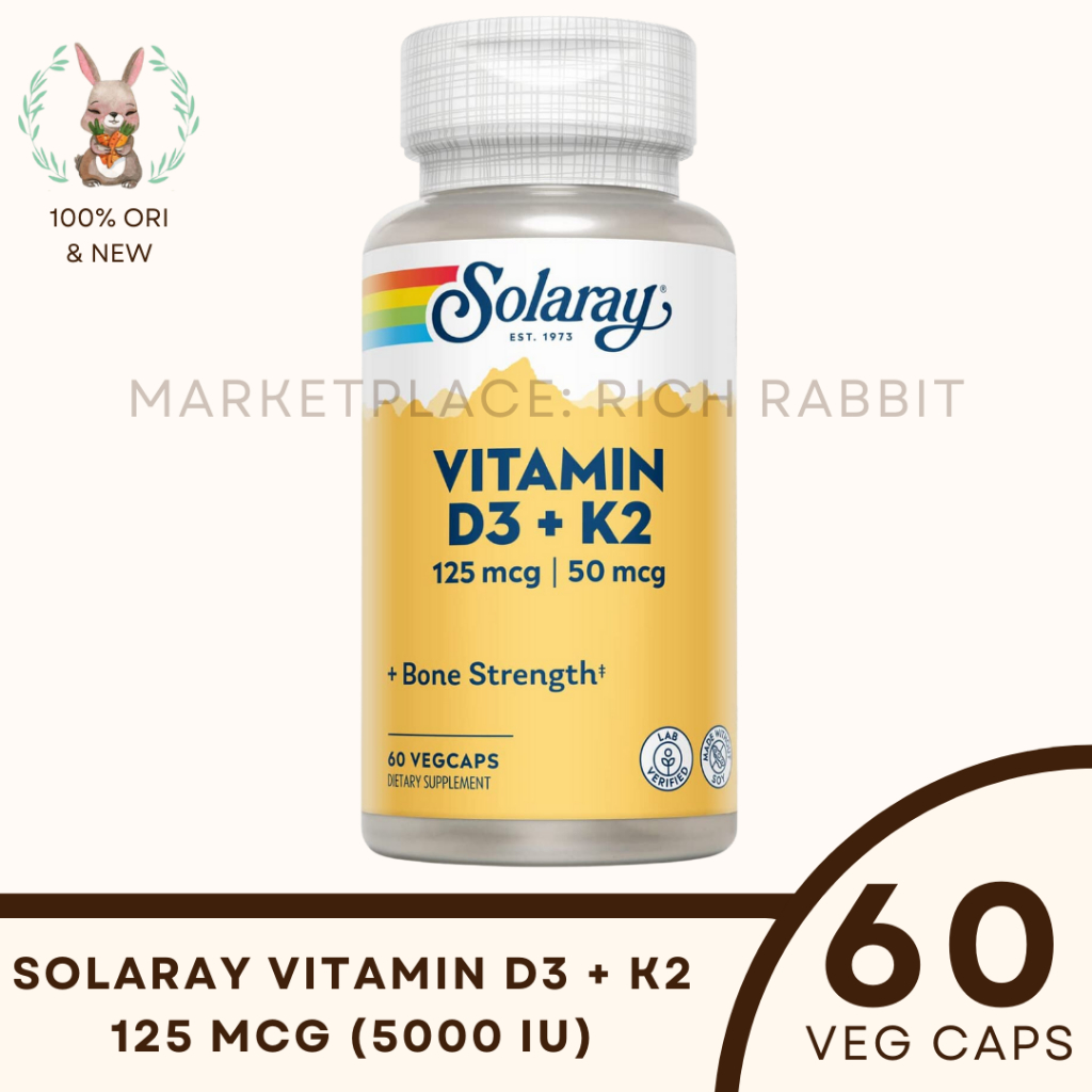 Jual Solaray Vitamin D3 K2 5000 IU 60 Veg Vitamin D3K2 Tulang Gigi
