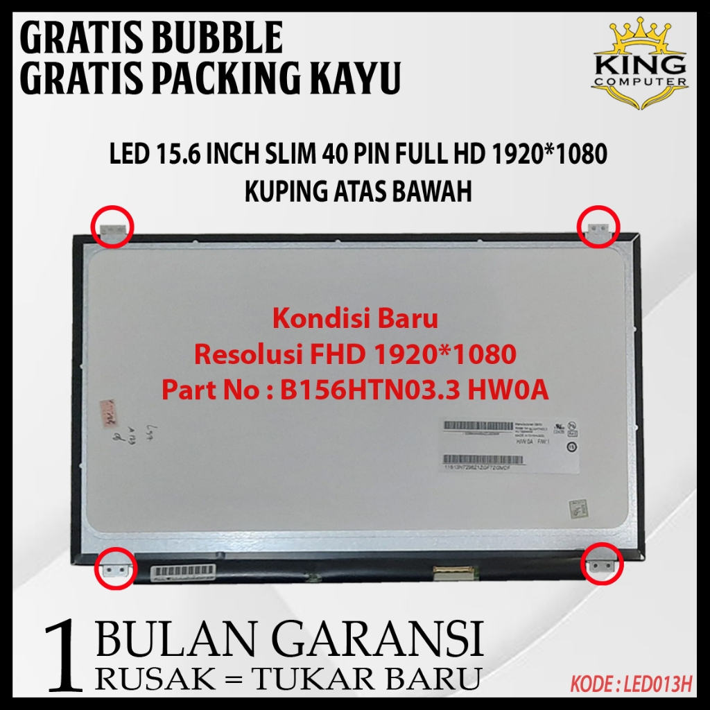 Jual Lcd Led Laptop Inch Slim Pin Fhd X Kuping Atas