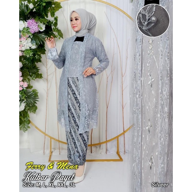 Jual New Setelan Kebaya Tunik Kutubaru Mix Payet Mutiara Set Rok Plisket Kebaya Modern Kebaya