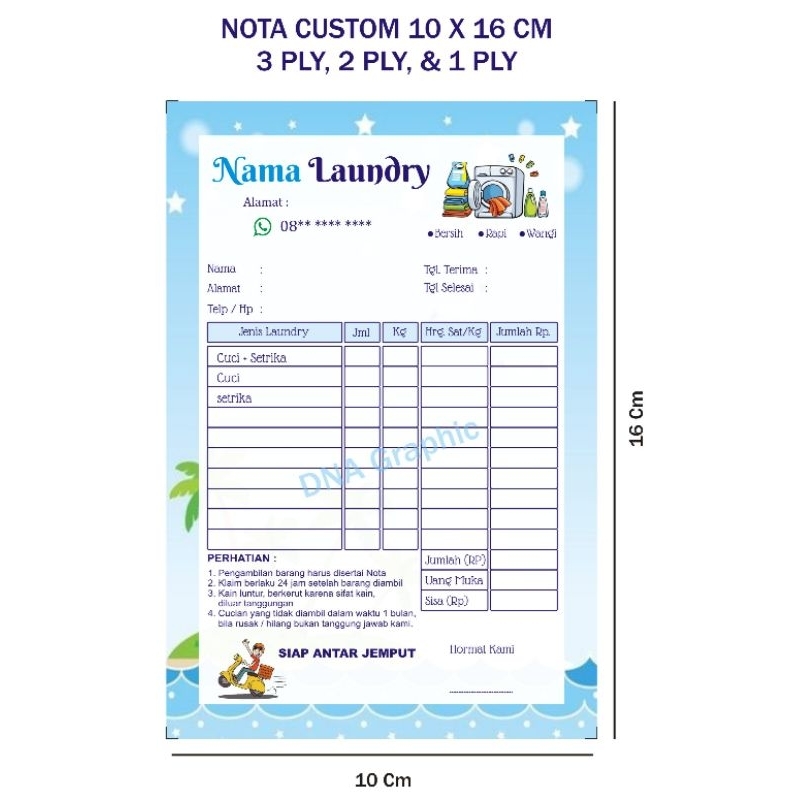 Jual NOTA LAUNDRY CUSTOM UKURAN SEPEREMPAT FOLIO 3 PLY, 2 PLY & 1 PLY ...