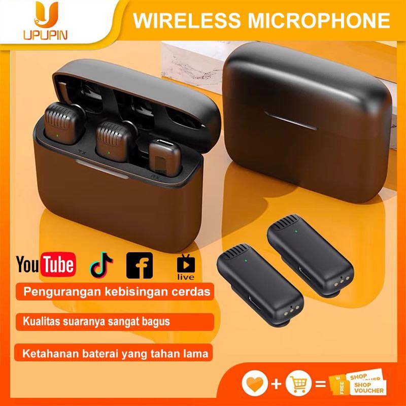Jual Microphone Nirkabel Lavalier Dual Wireless Mic Bluetooth Portable