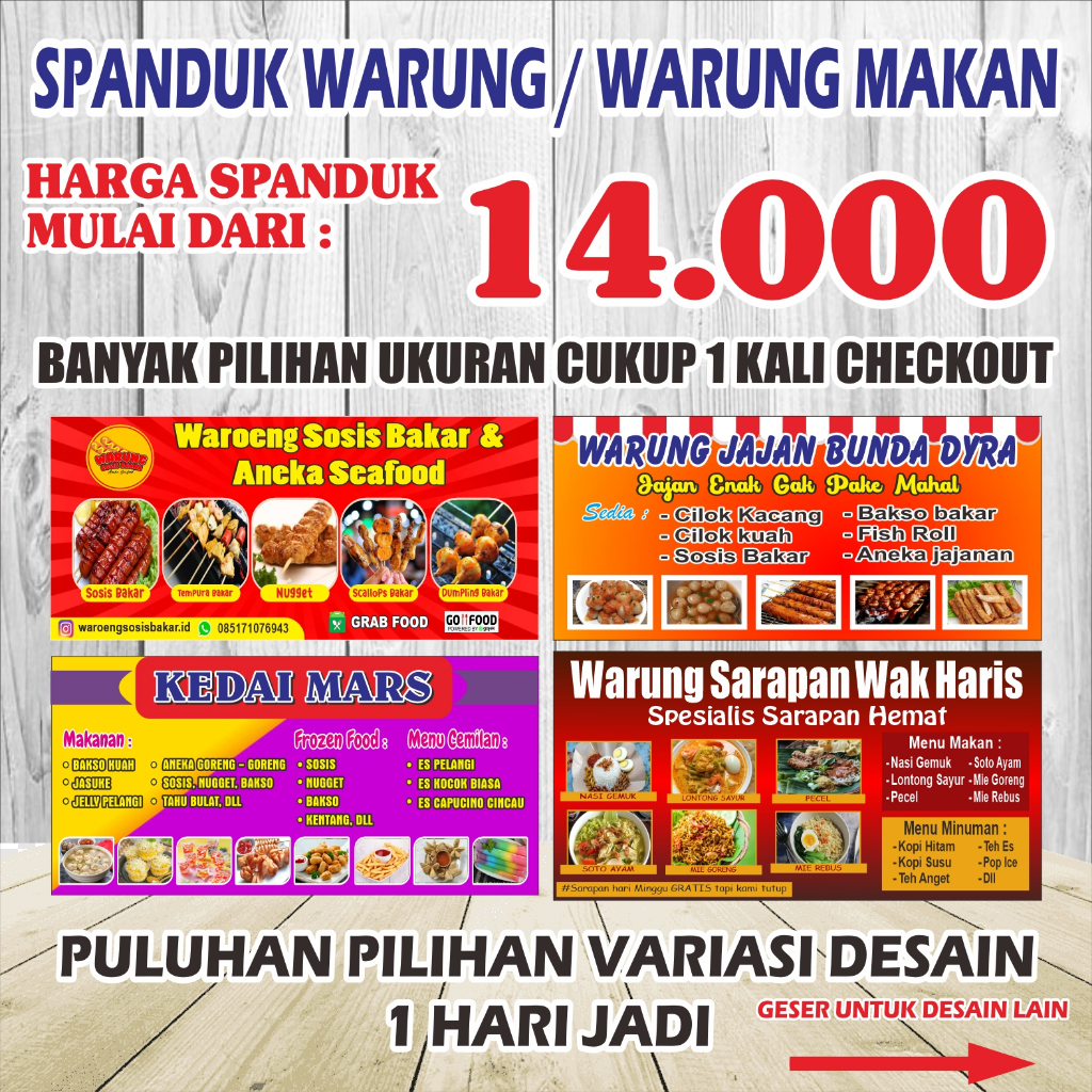 Jual Cetak Banner Spanduk Warung Bahan Flexy 280Gsm Satu Hari Jadi ...