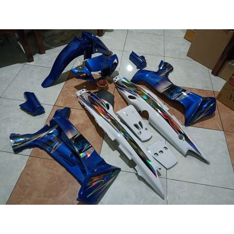 Jual cover body set fullset fiz r hologram biru putih body fullset ...