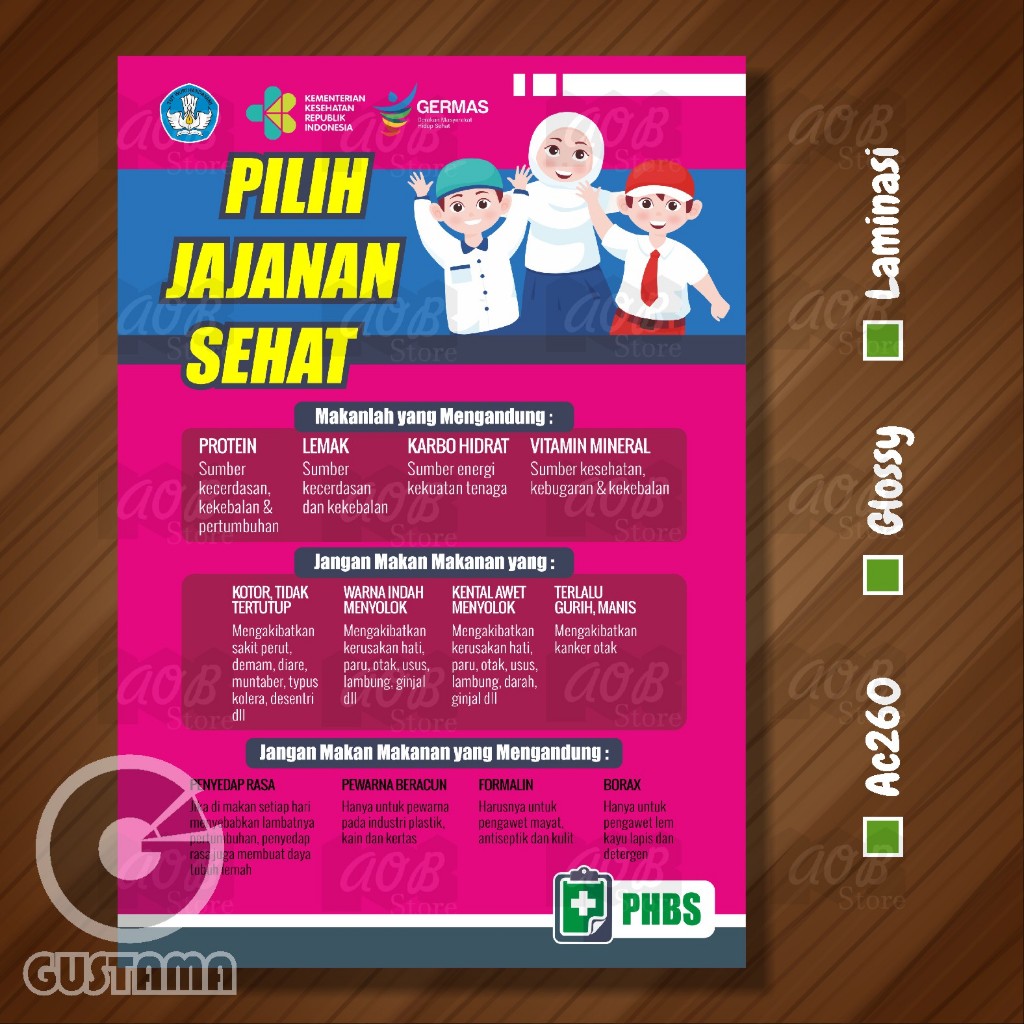 Jual Poster Jajanan Sehat Pilih Jajanan Sehat Uks Model 2 A3 Shopee