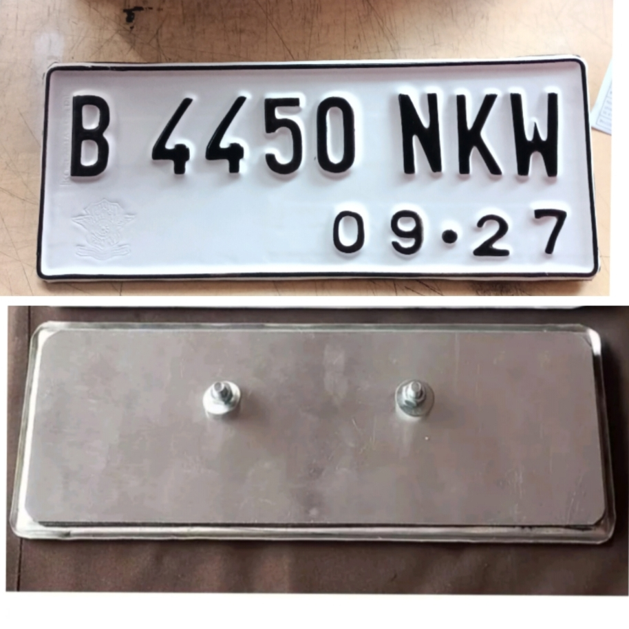 Jual Plat motor putih custom plat nomor motor putih baut tanam tempel ...