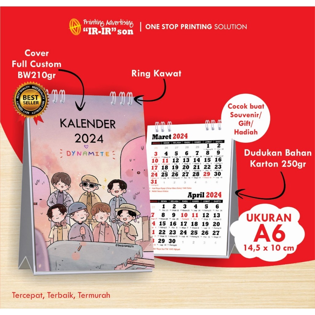 Jual KALENDER 2024 A6 KALENDER MEJA SOUVENIR KALENDER 2024 CUSTOM