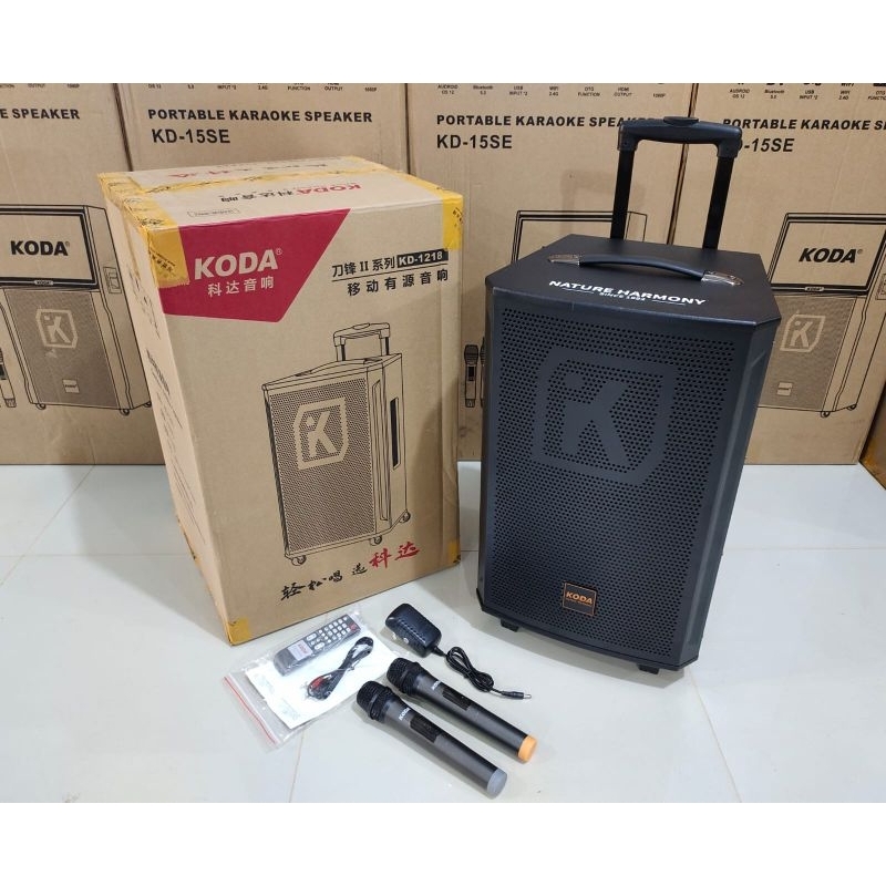 Jual BATAM - KODA KD1218 BLACK portable speaker bluetooth trolley 12 ...