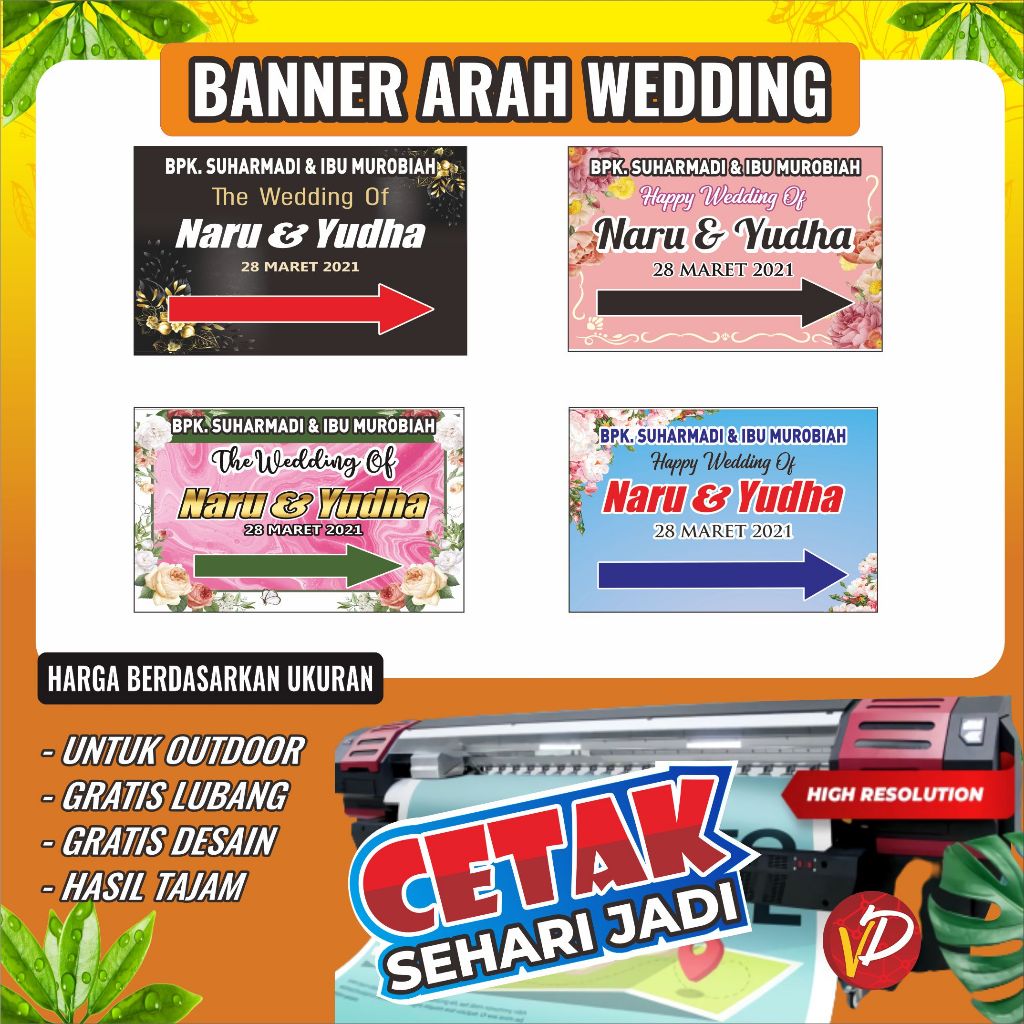 Jual Cetak Banner Arah Panah Pernikahan /Banner Selamat Datang ...