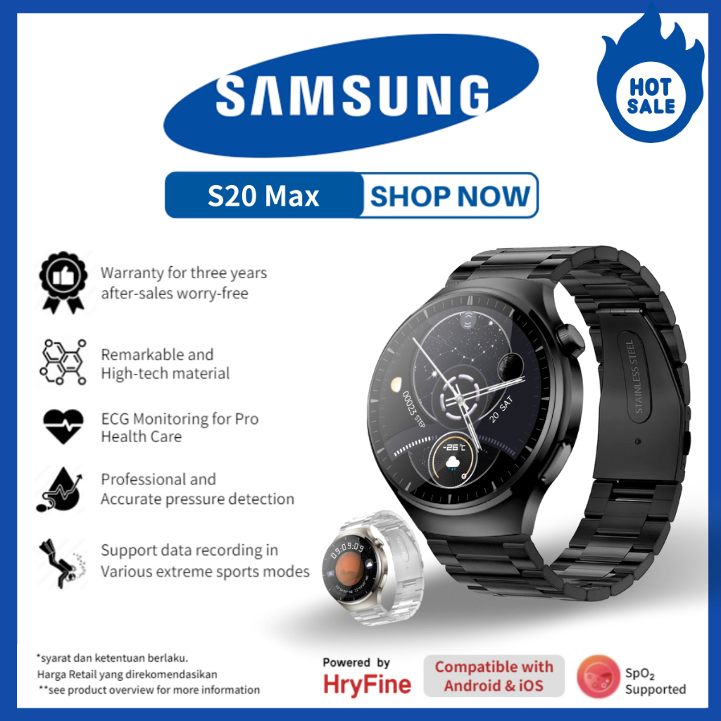 Jual [COD] Samsung Galaxy Smartwatch pria S20 Max smartwatch jam tangan