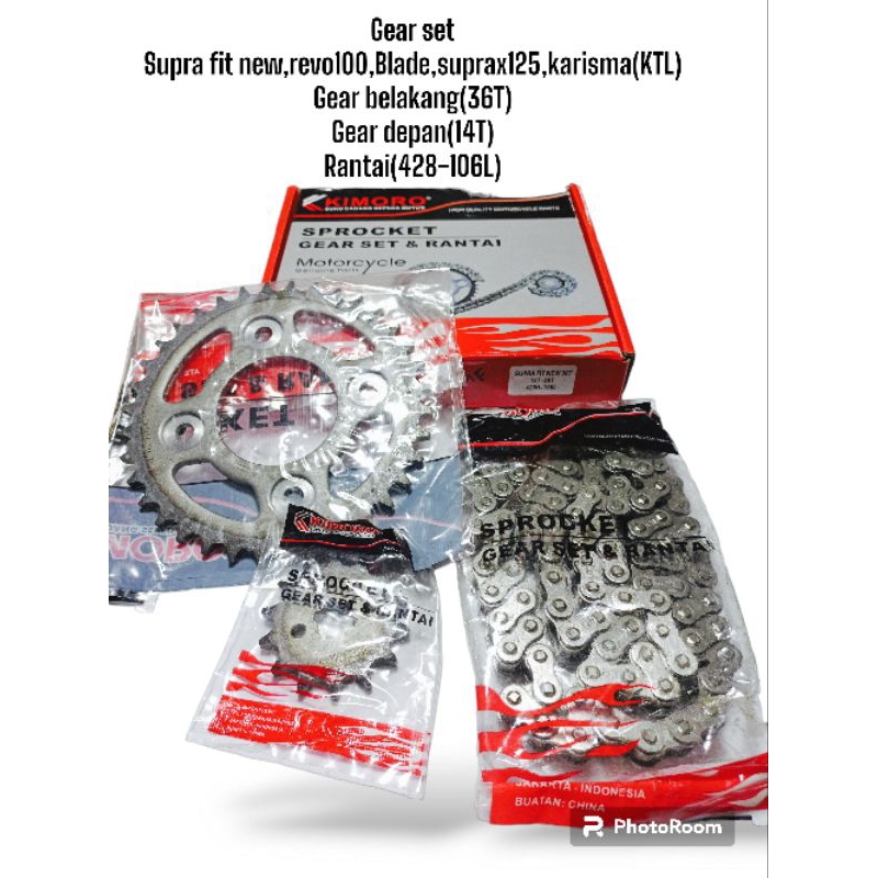 Jual GEAR SET (KTL)SUPRA FIT NEW,SUPRAX125,KARISMA,BLADE,REVO110 KIMORO