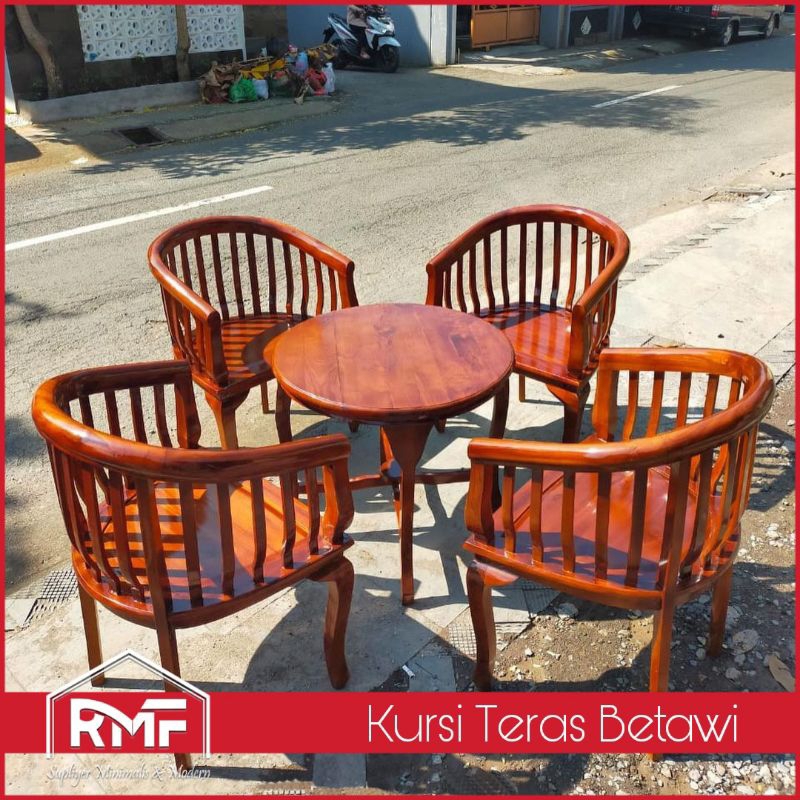 Jual Kursi Teras Betawi 4 Kursi Meja Bundar Bahan Kayu Jati | Shopee ...