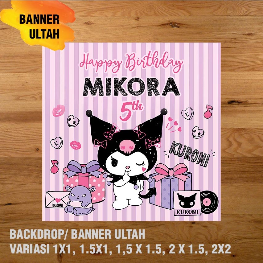 Jual KUROMI BANNER/ BACKDROP/ SPANDUK ULANG TAHUN UL-TAH | Shopee Indonesia