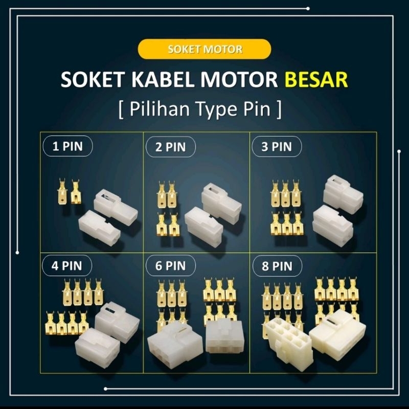 Jual (PER BIJI) Soket Kabel Motor KECIL 2 Pin 3 Pin 4 Pin 6 Pin ...