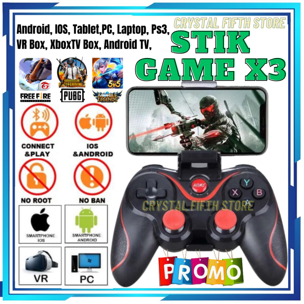 Jual Gamepad Android Bluetooth Wireless X3 Ios Windows Controller Joystick Smart Nirkabel 