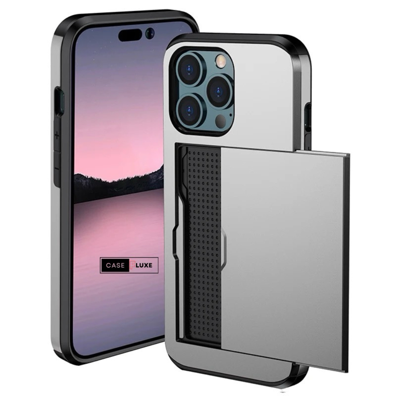 〚CASEFLUXE〛Hidden Wallet Case iPhone Sliding Slot Card Dual Layer  Protective Shockproof X-16 Pro Max