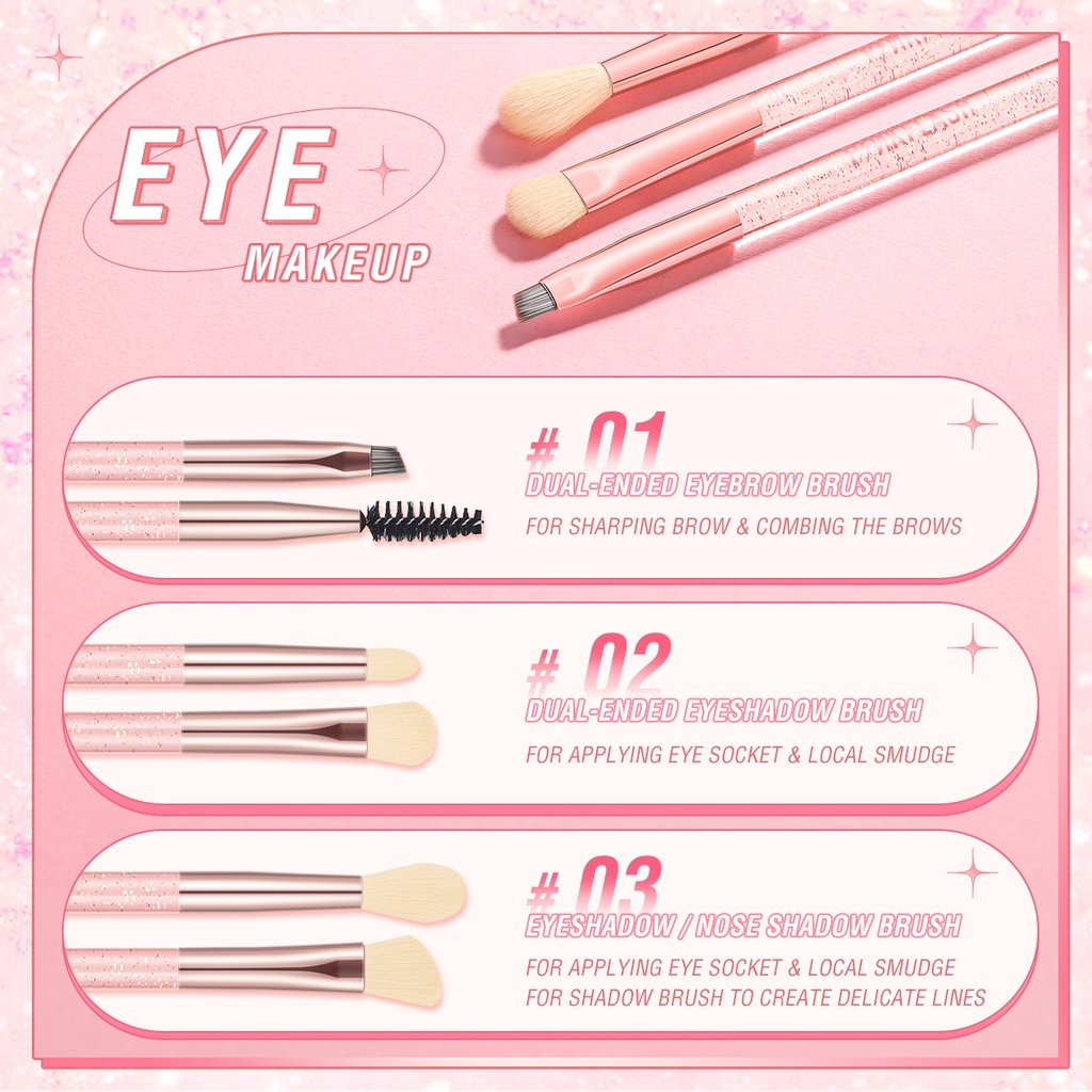 Jual PINKFLASH Makeup Brush Kuas Makeup Untuk Eyeshadow Eyebrow Bedak dan  Blush on | Shopee Indonesia