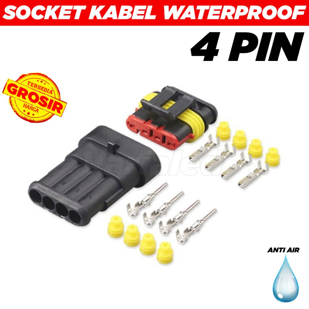 Jual soket konektor kabel waterproof 4 Pin anti air male female ...