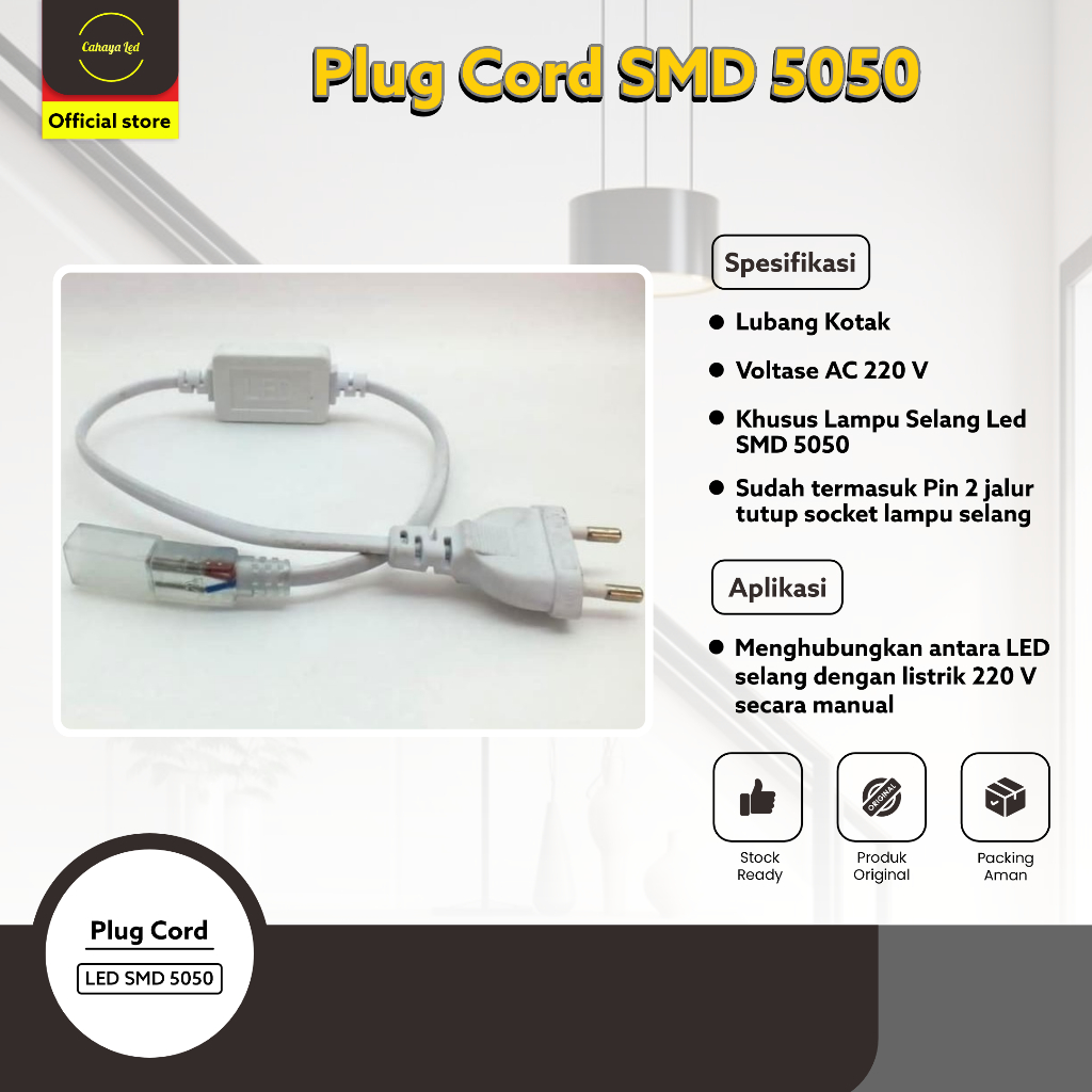Jual Plug Cord Kabel Colokan Lampu Selang LED SMD 5050 / Soket Lamp ...